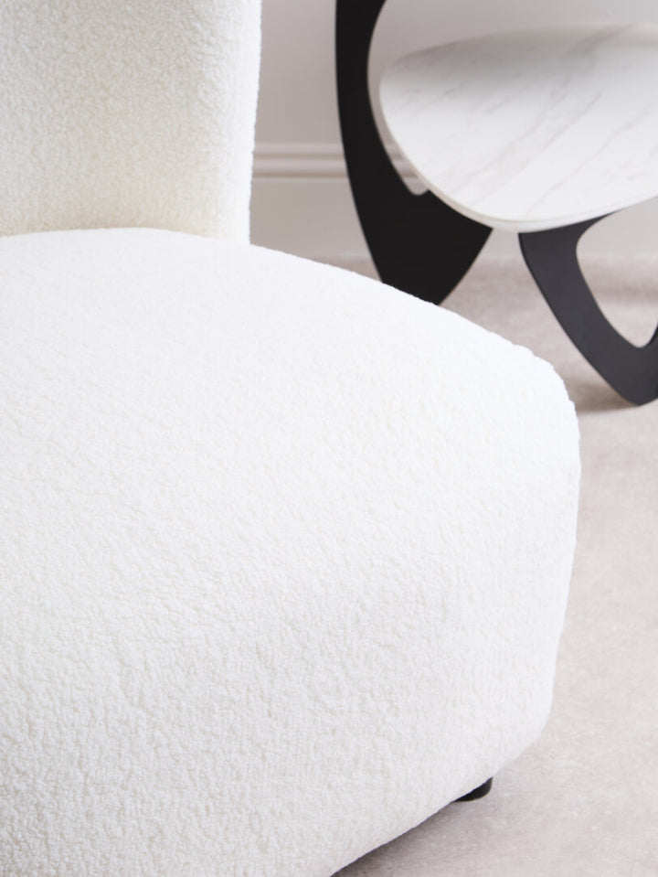 Crecchio Ivory Boucle Effect Armless Lounge Chair