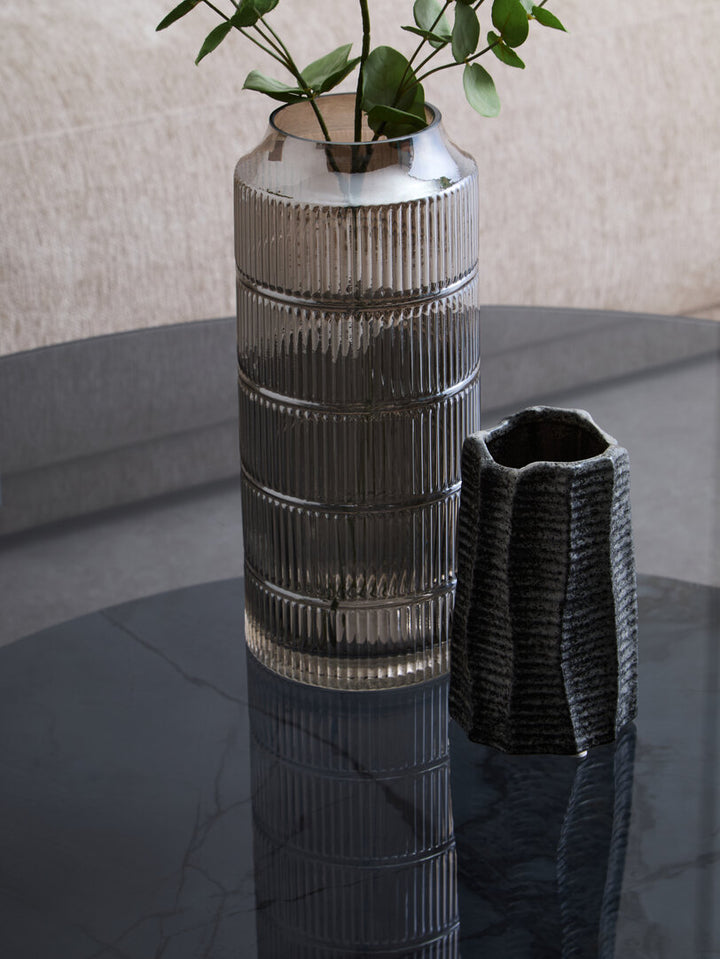 Arpino Round Grey Glass And Ceramic Large Coffee Table