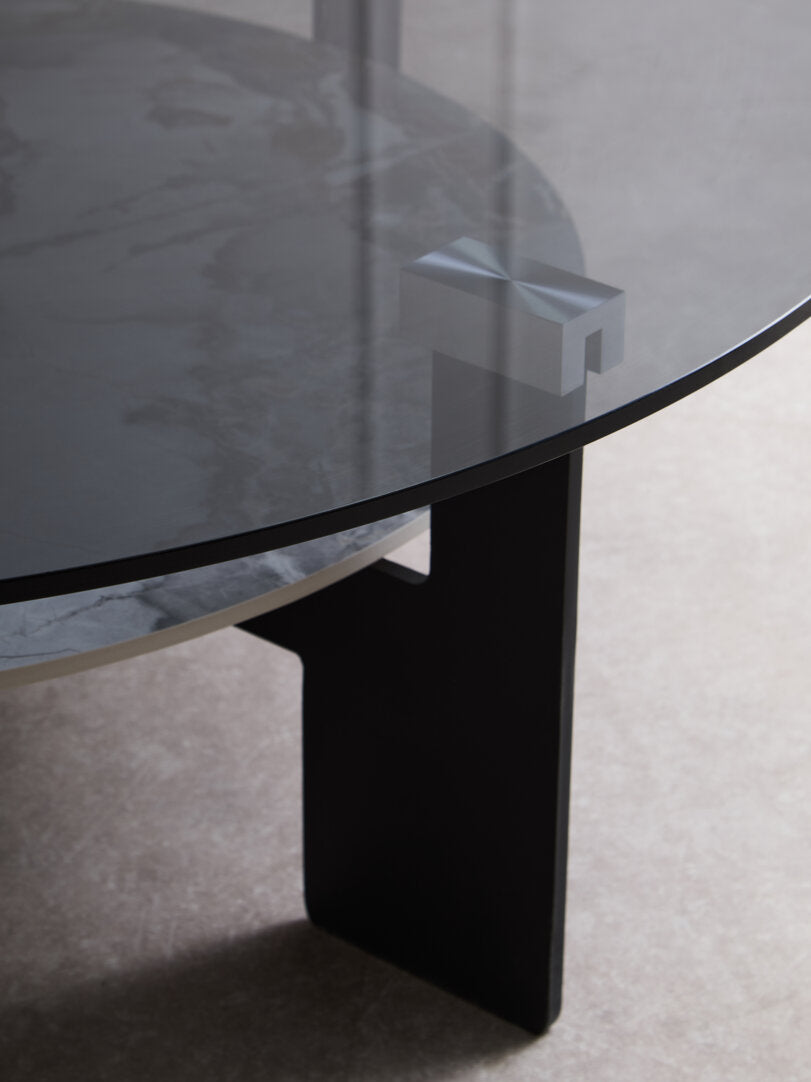 Arpino Round Grey Glass And Ceramic Large Coffee Table