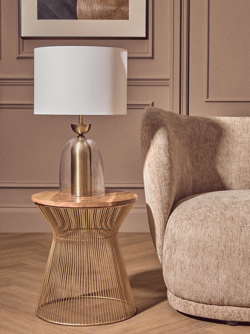 Montemitro Clear Glass and Brass Finish Metal Table Lamp