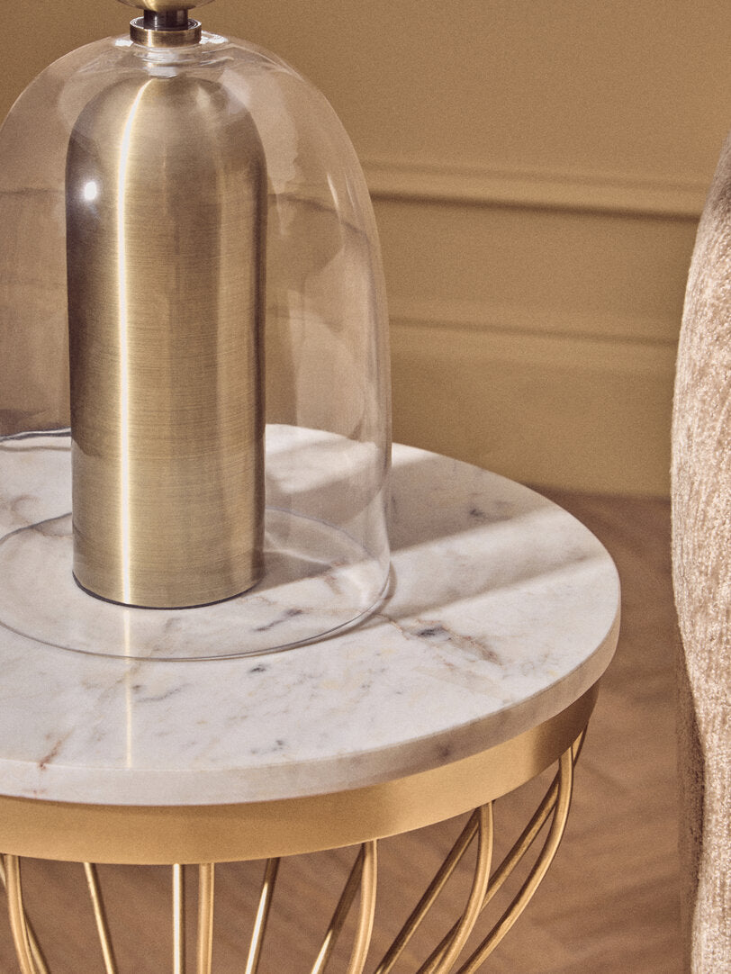 Montemitro Clear Glass and Brass Finish Metal Table Lamp