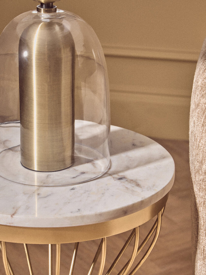 Montemitro Clear Glass and Brass Finish Metal Table Lamp