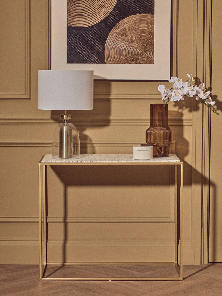 Montemitro Clear Glass and Brass Finish Metal Table Lamp