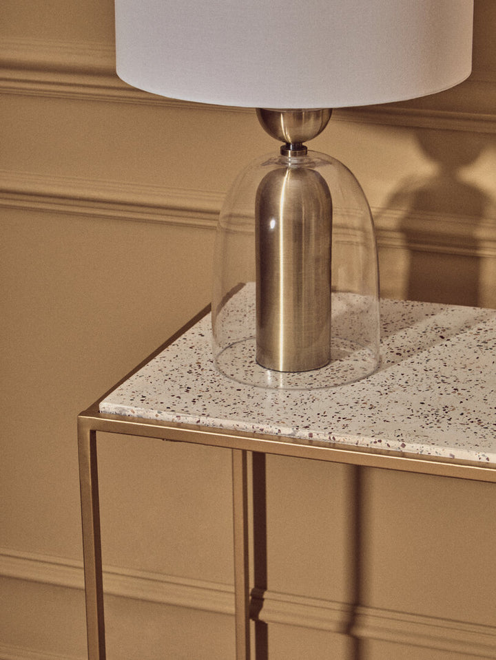 Montemitro Clear Glass and Brass Finish Metal Table Lamp