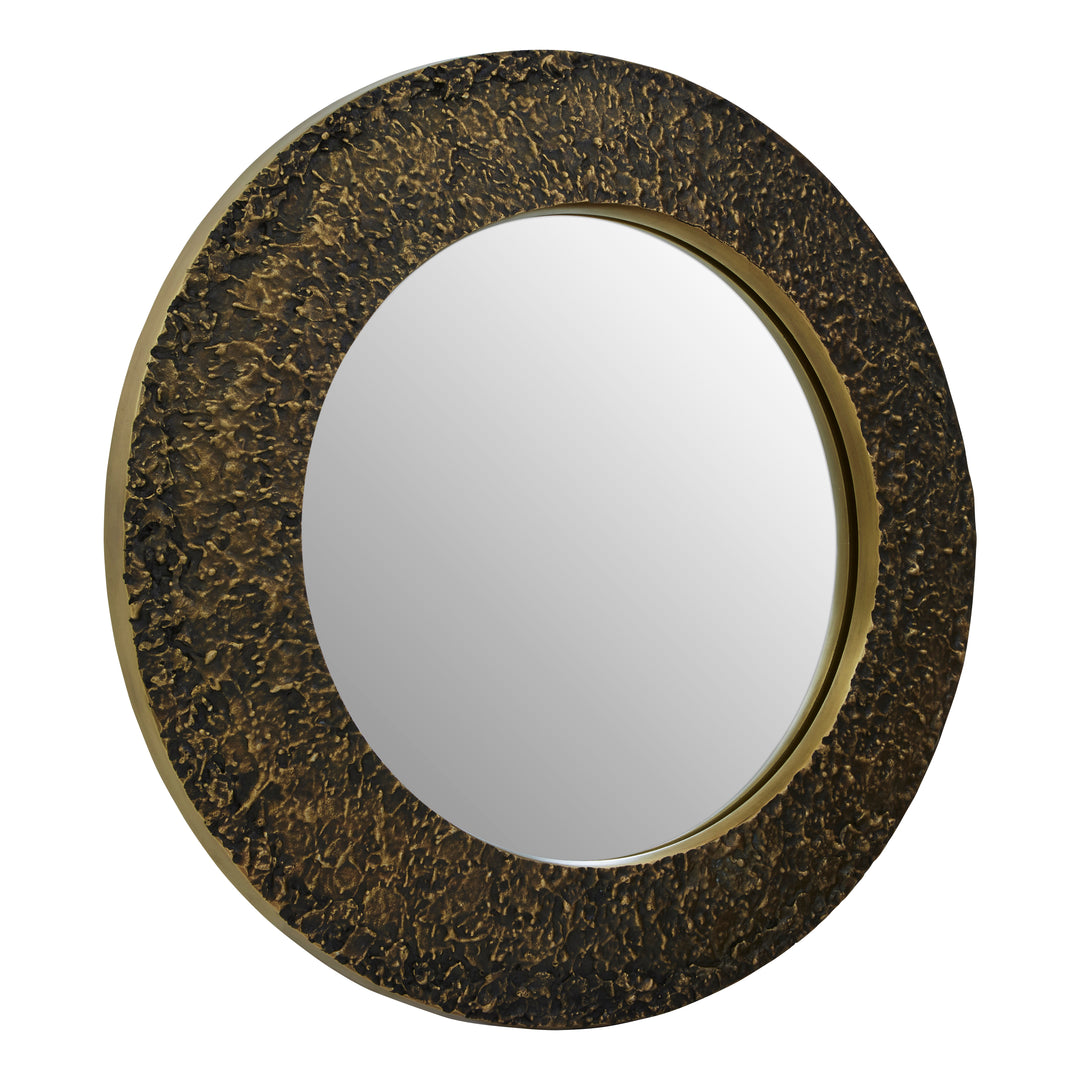 Monza Antique Gold Round Wall Mirror