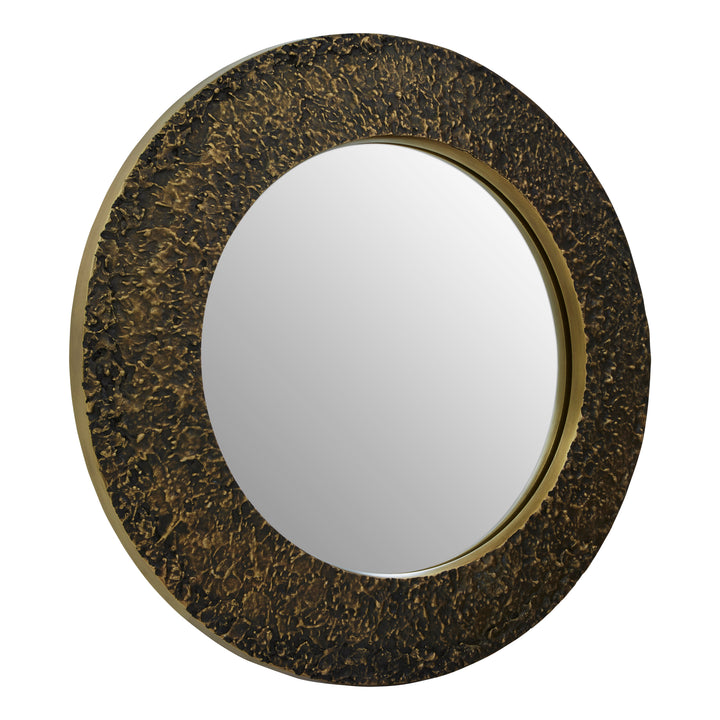 Monza Antique Gold Round Wall Mirror