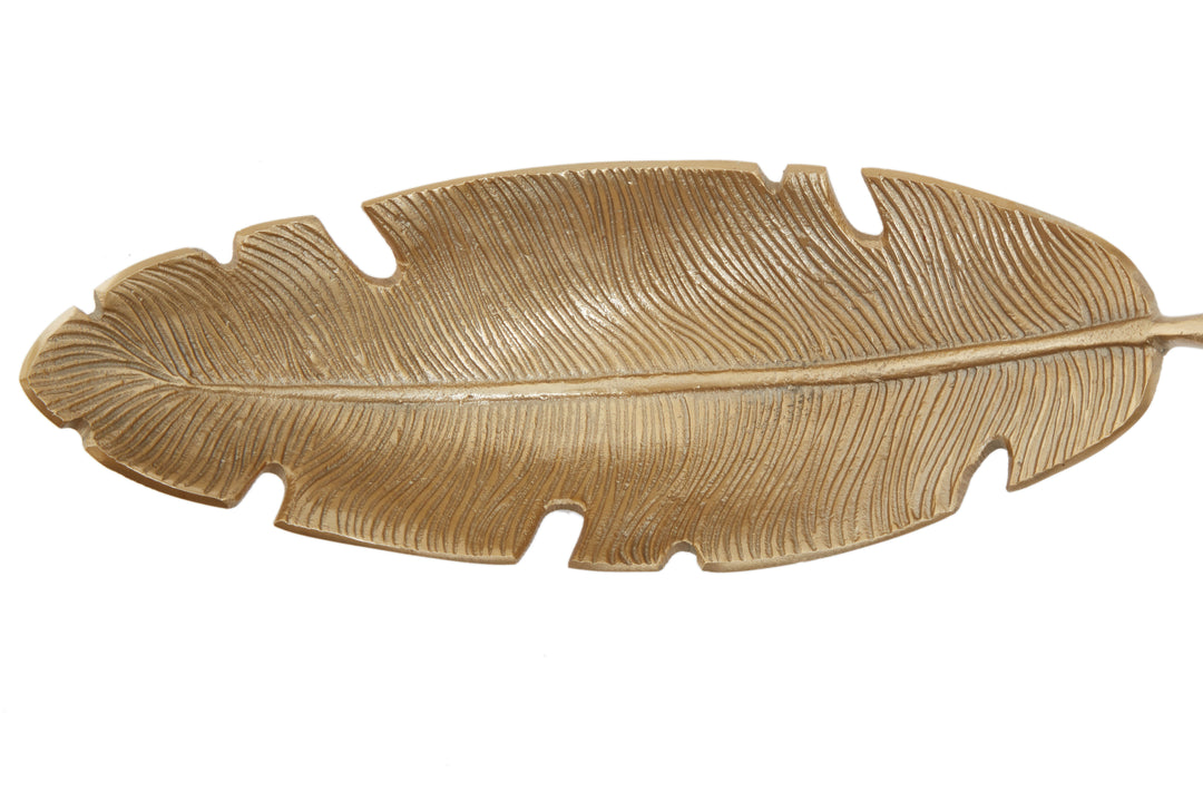 Desio Gold Finish Curved Leaf Dish