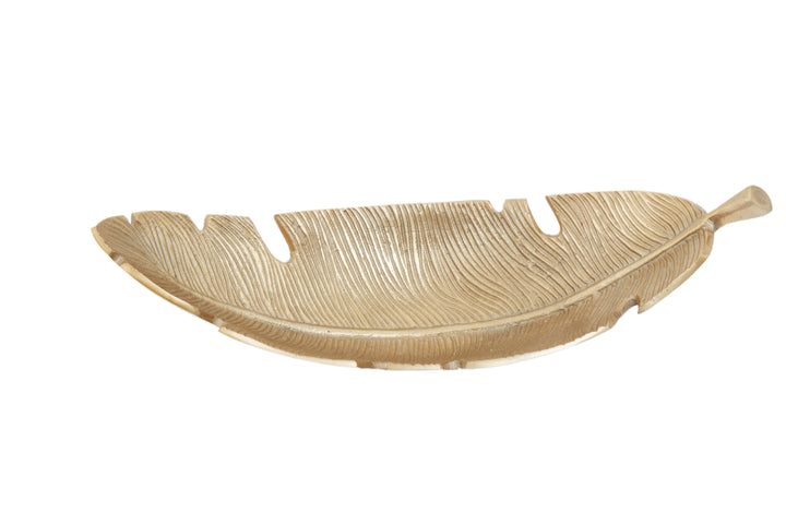 Desio Gold Finish Curved Leaf Dish