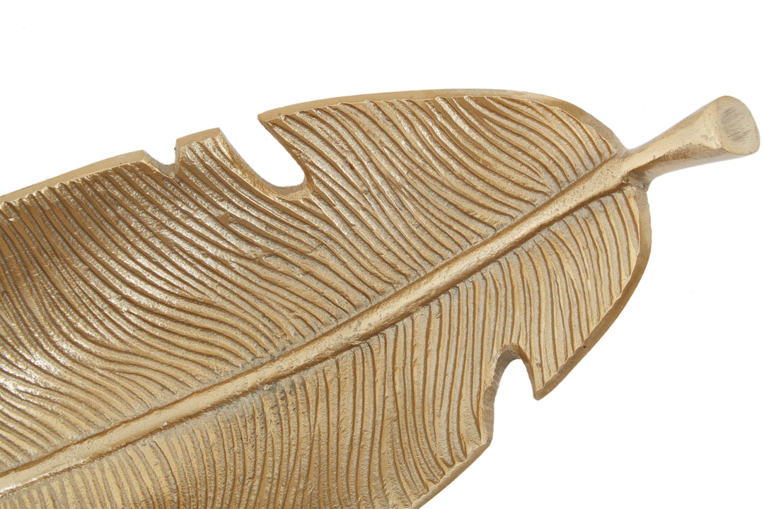 Desio Gold Finish Curved Leaf Dish