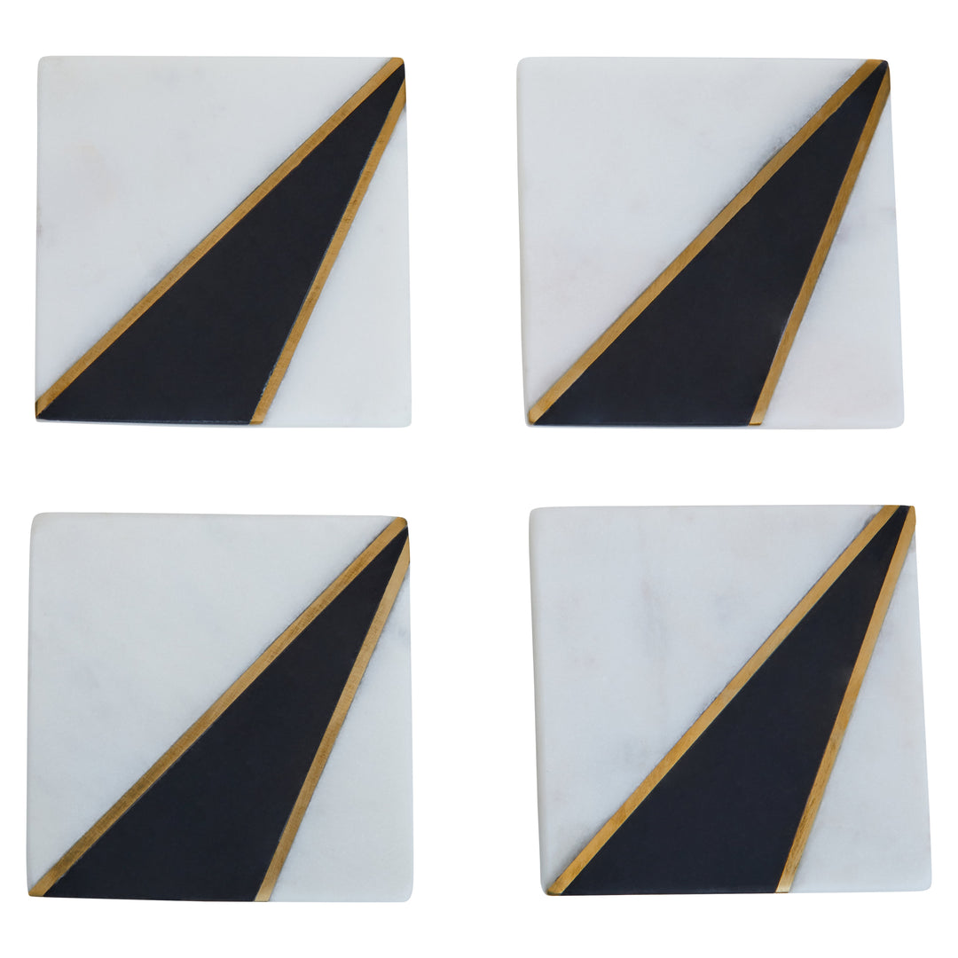 Todi White And Black Marble Coasters