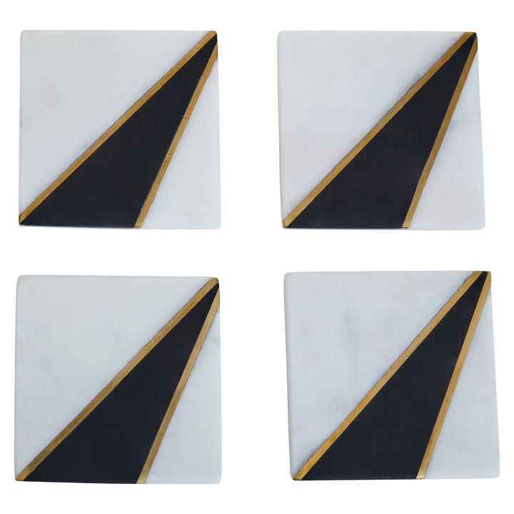 Todi White And Black Marble Coasters