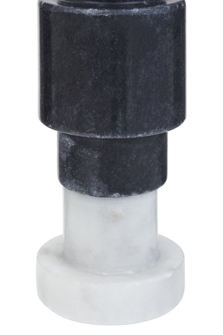 Forio Black And White Marble Candle Holder