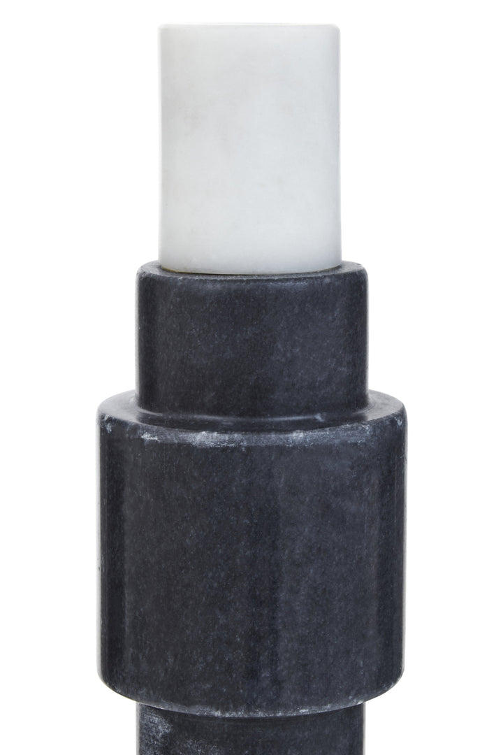 Forio Black And White Marble Candle Holder