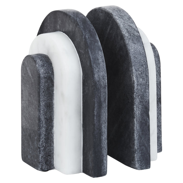 Forio Black And White Marble Bookends