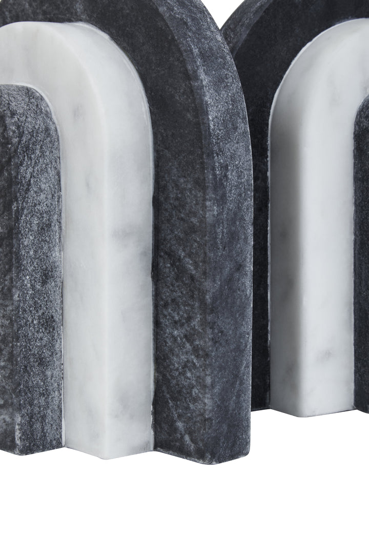 Forio Black And White Marble Bookends