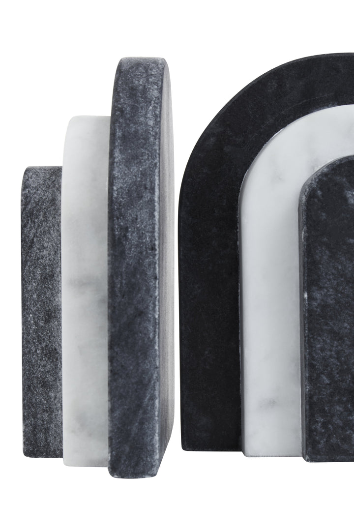 Forio Black And White Marble Bookends
