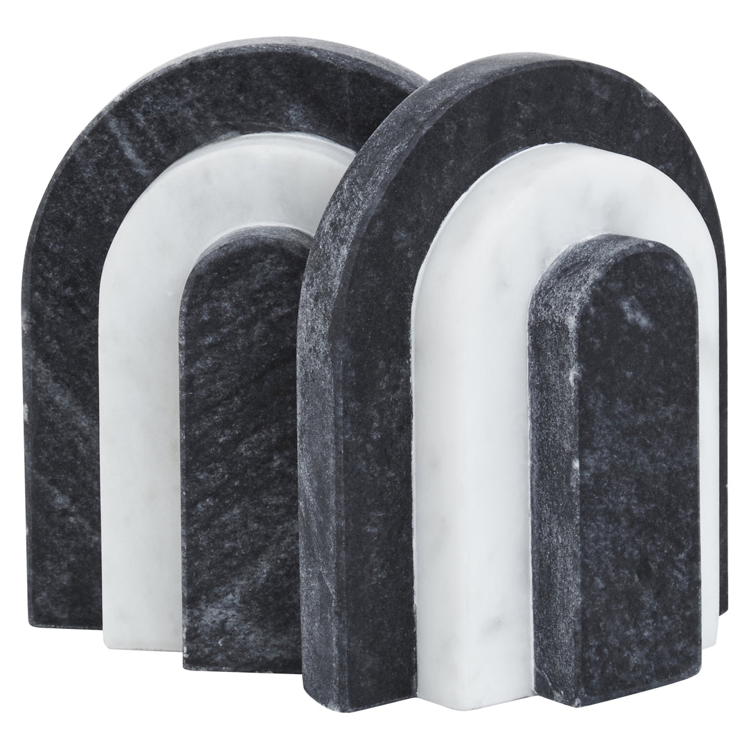 Forio Black And White Marble Bookends