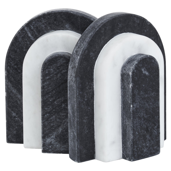 Forio Black And White Marble Bookends