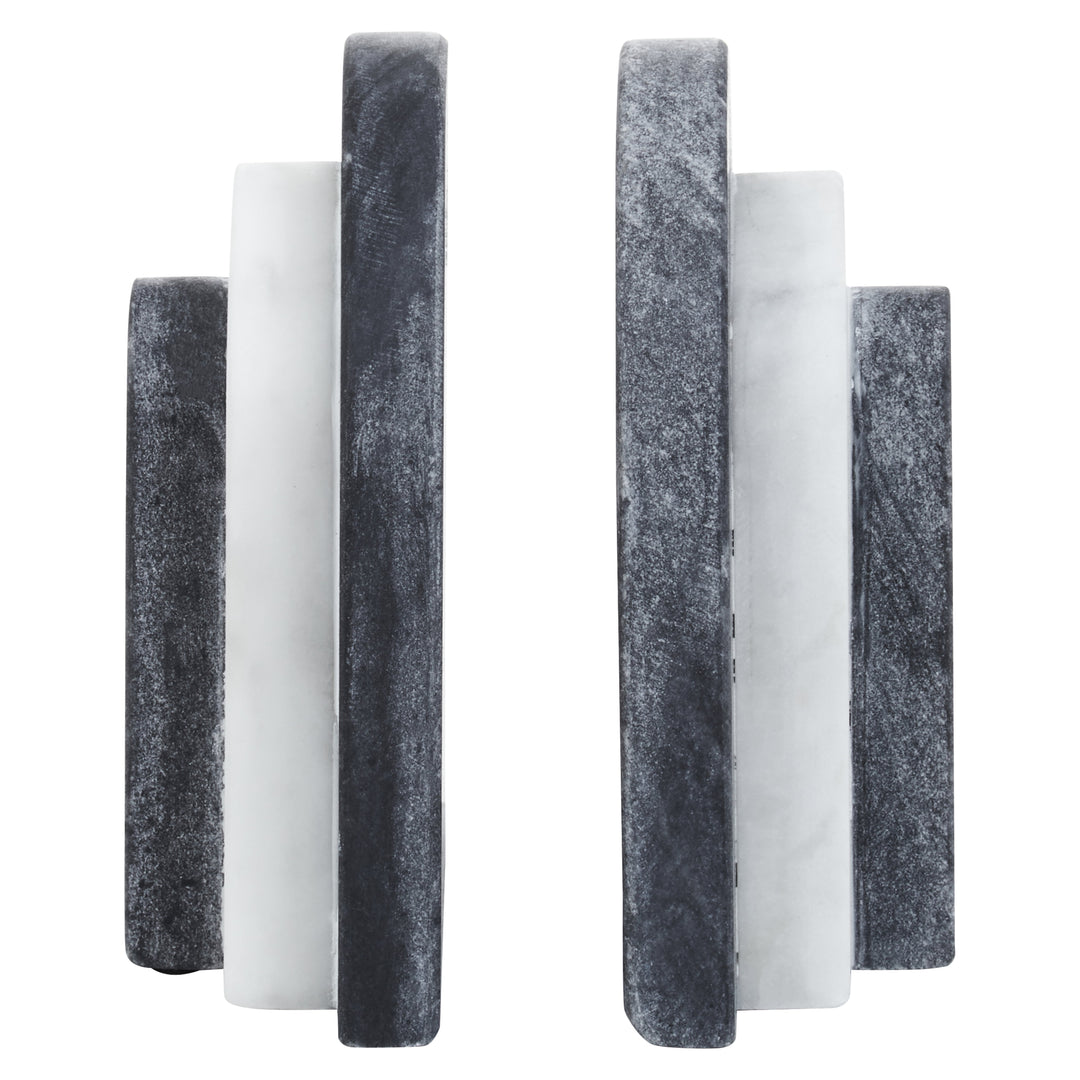 Forio Black And White Marble Bookends