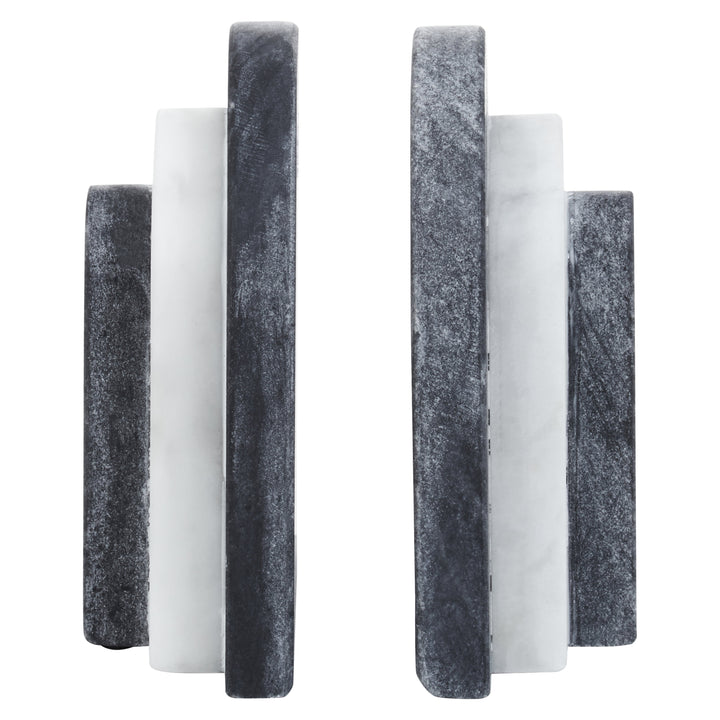 Forio Black And White Marble Bookends