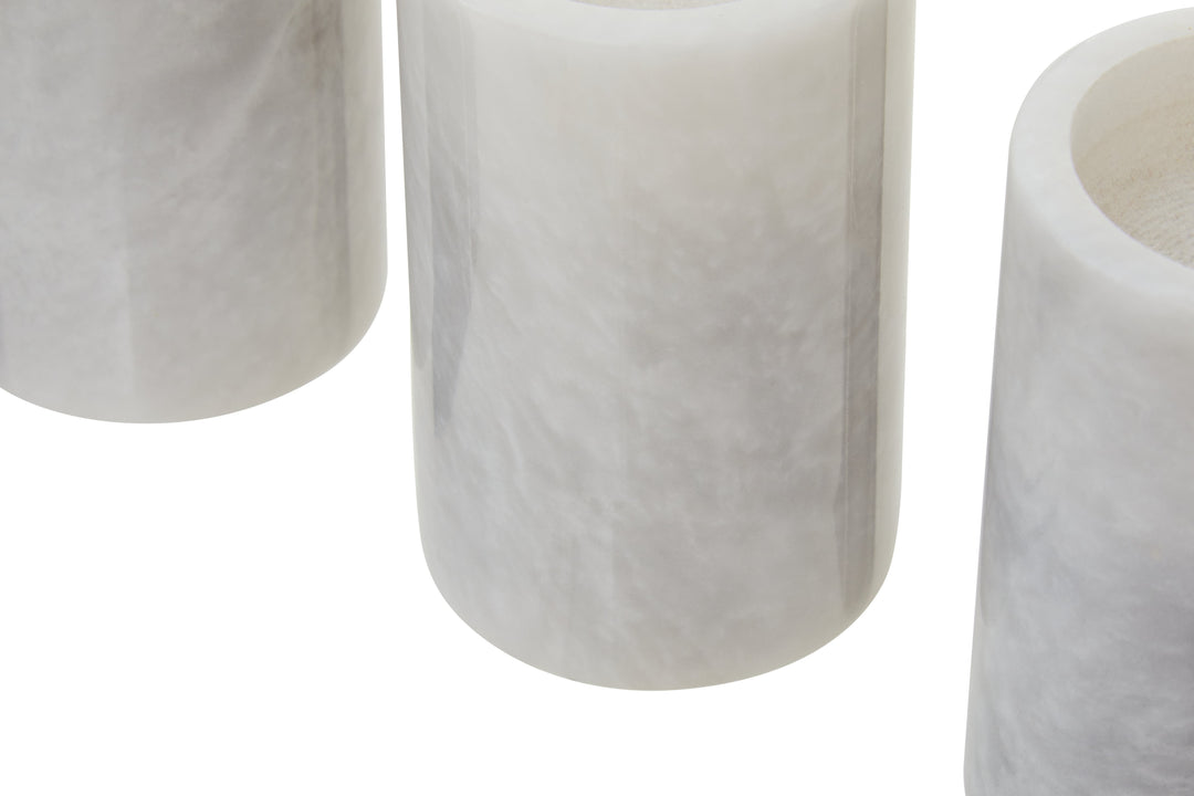 Forio Set Of Three White Marble Tealight Holders