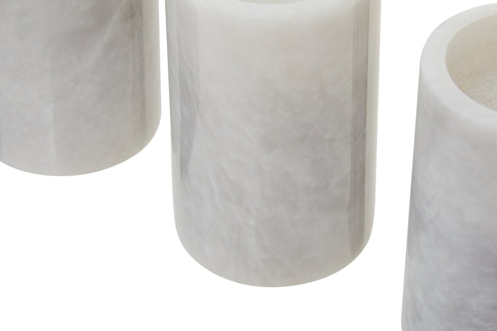 Forio Set Of Three White Marble Tealight Holders