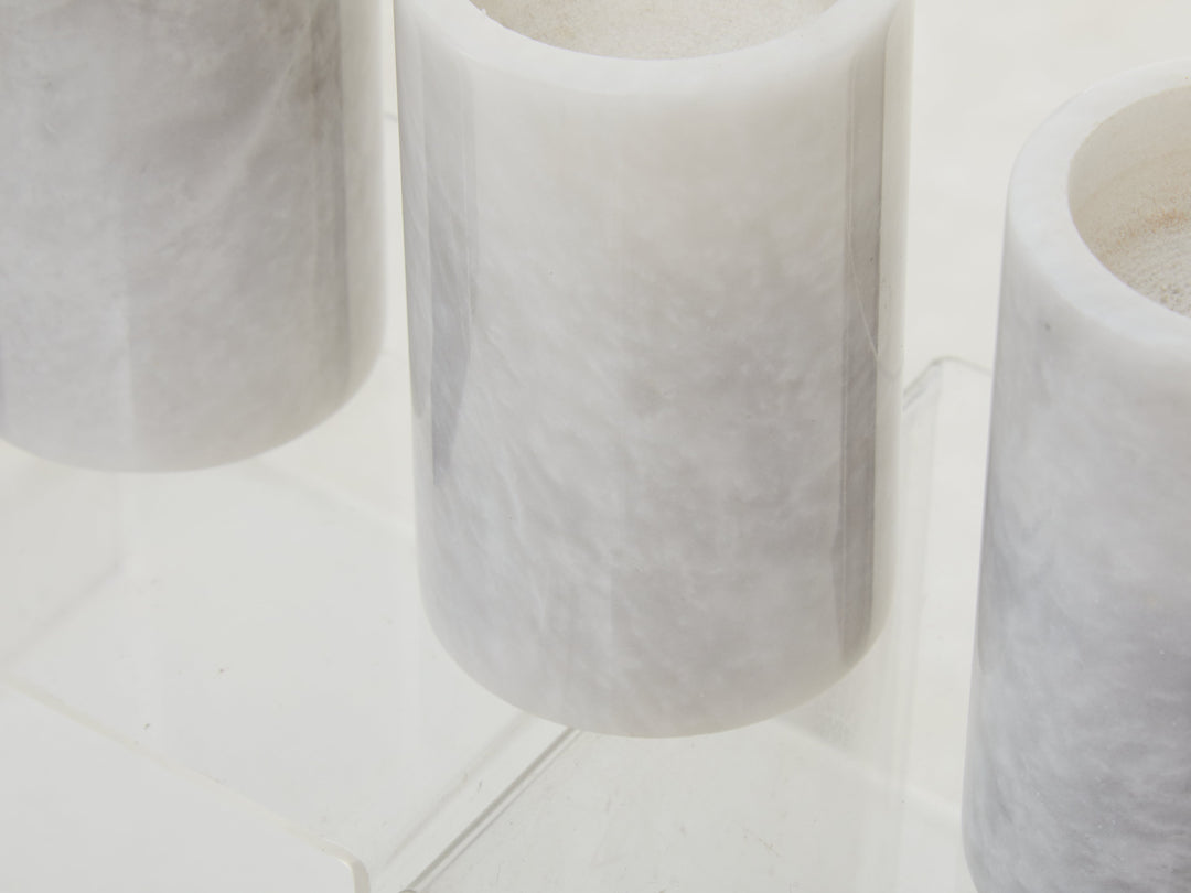 Forio Set Of Three White Marble Tealight Holders