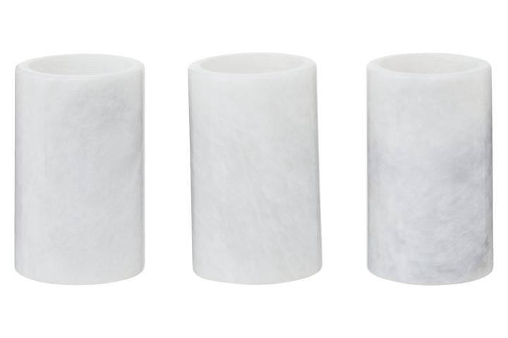 Forio Set Of Three White Marble Tealight Holders