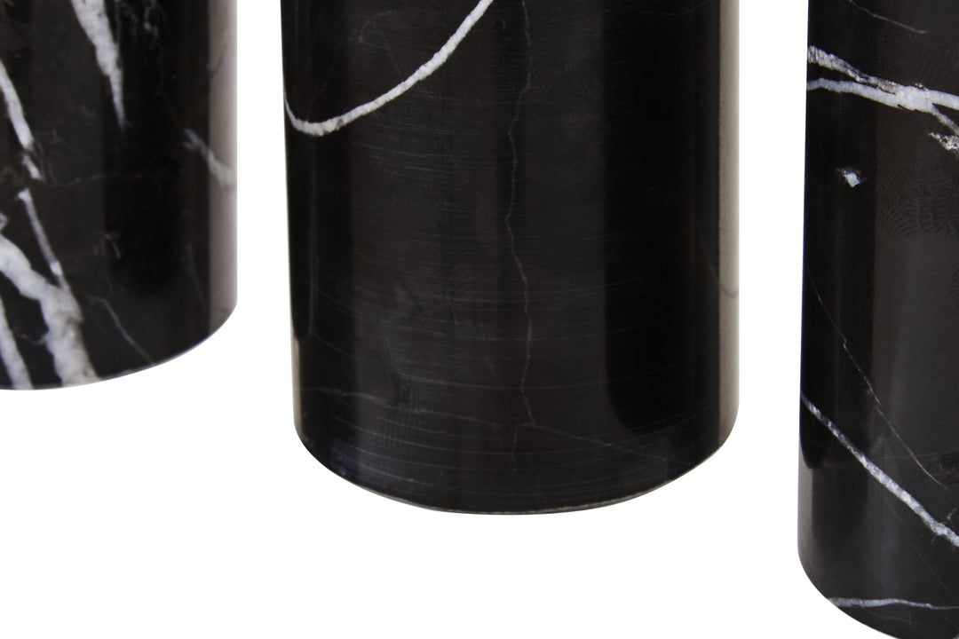 Forio Set Of Three Black Marble Tealight Holders