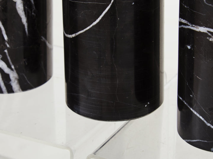 Forio Set Of Three Black Marble Tealight Holders