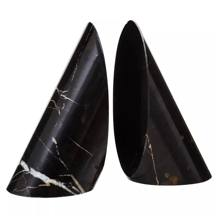 Forio Set of Two Black Marble Bookends