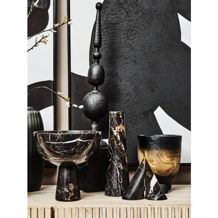 Forio Set of Two Black Marble Bookends