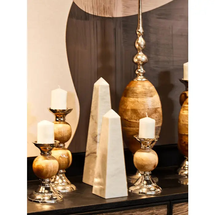 Forio Small White Marble Obelisk