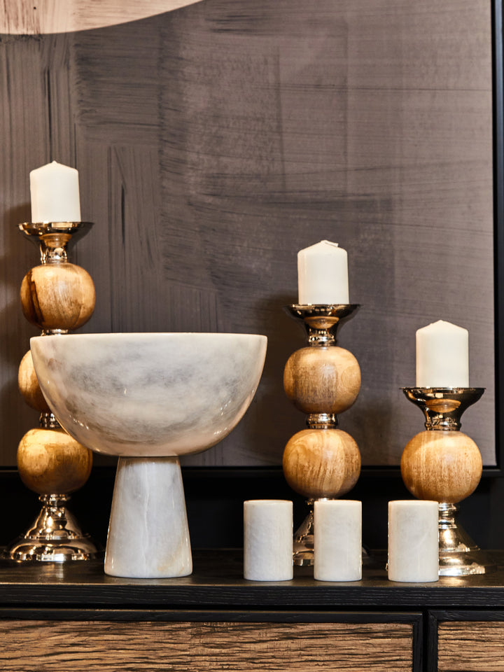 Forio Large White Marble Pedestal Bowl