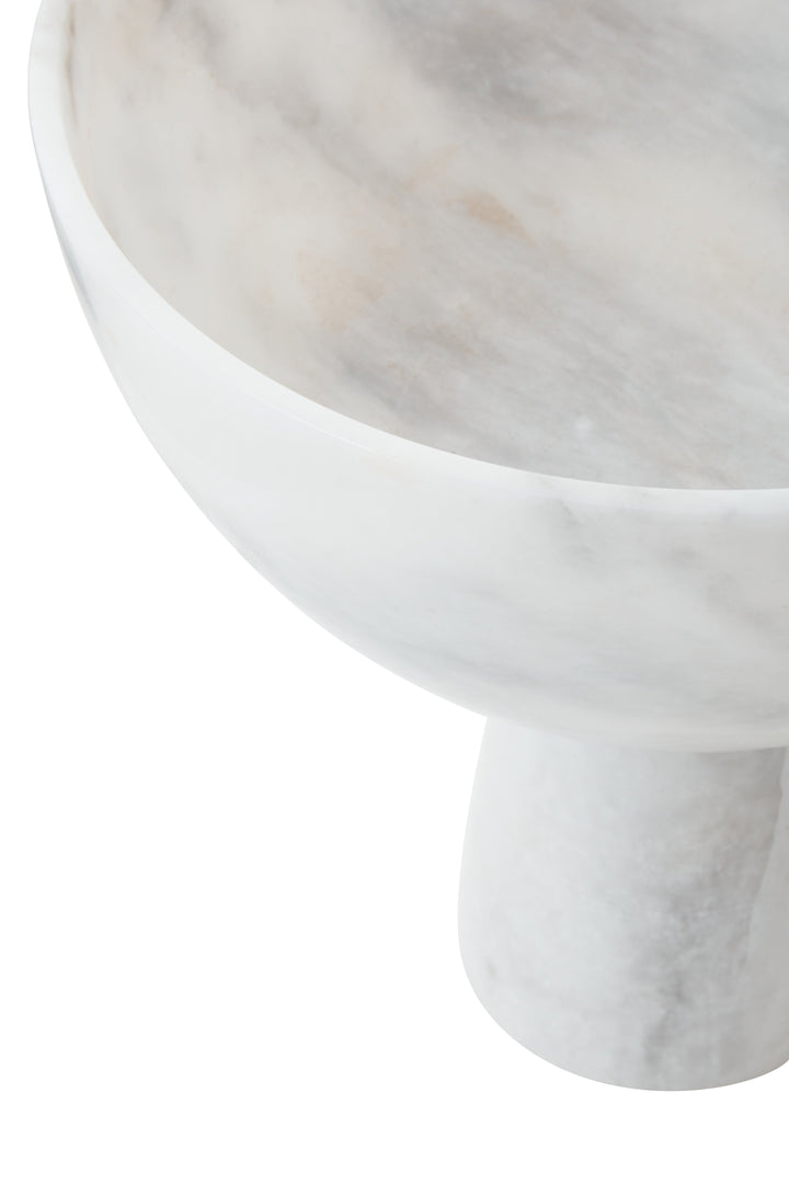 Forio Large White Marble Pedestal Bowl