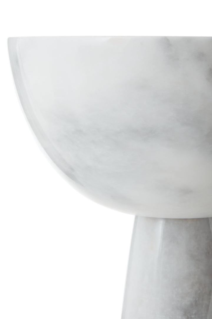 Forio Large White Marble Pedestal Bowl