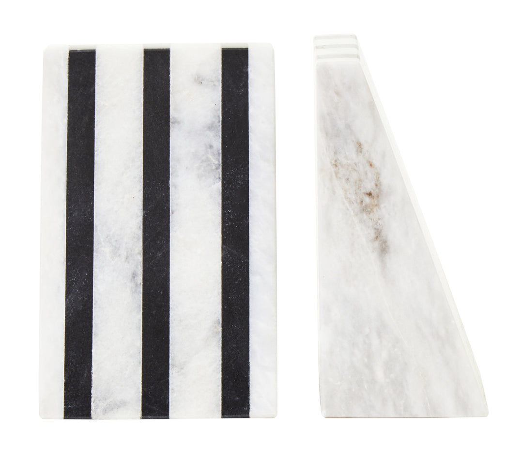 Forio Set of Two Striped Marble Bookends