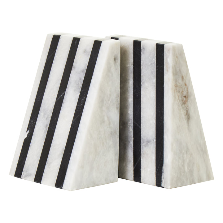 Forio Set of Two Striped Marble Bookends