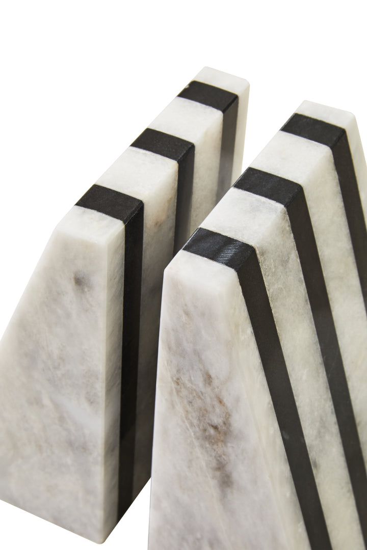 Forio Set of Two Striped Marble Bookends