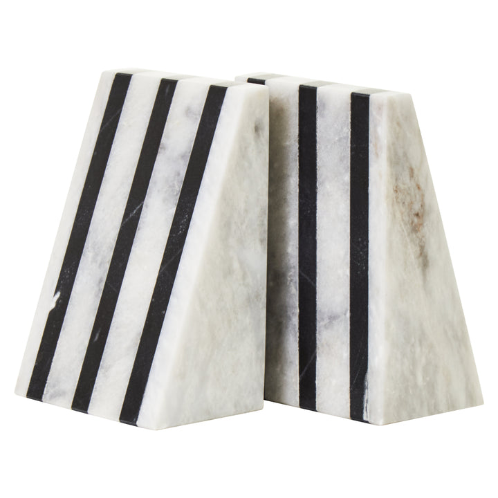 Forio Set of Two Striped Marble Bookends