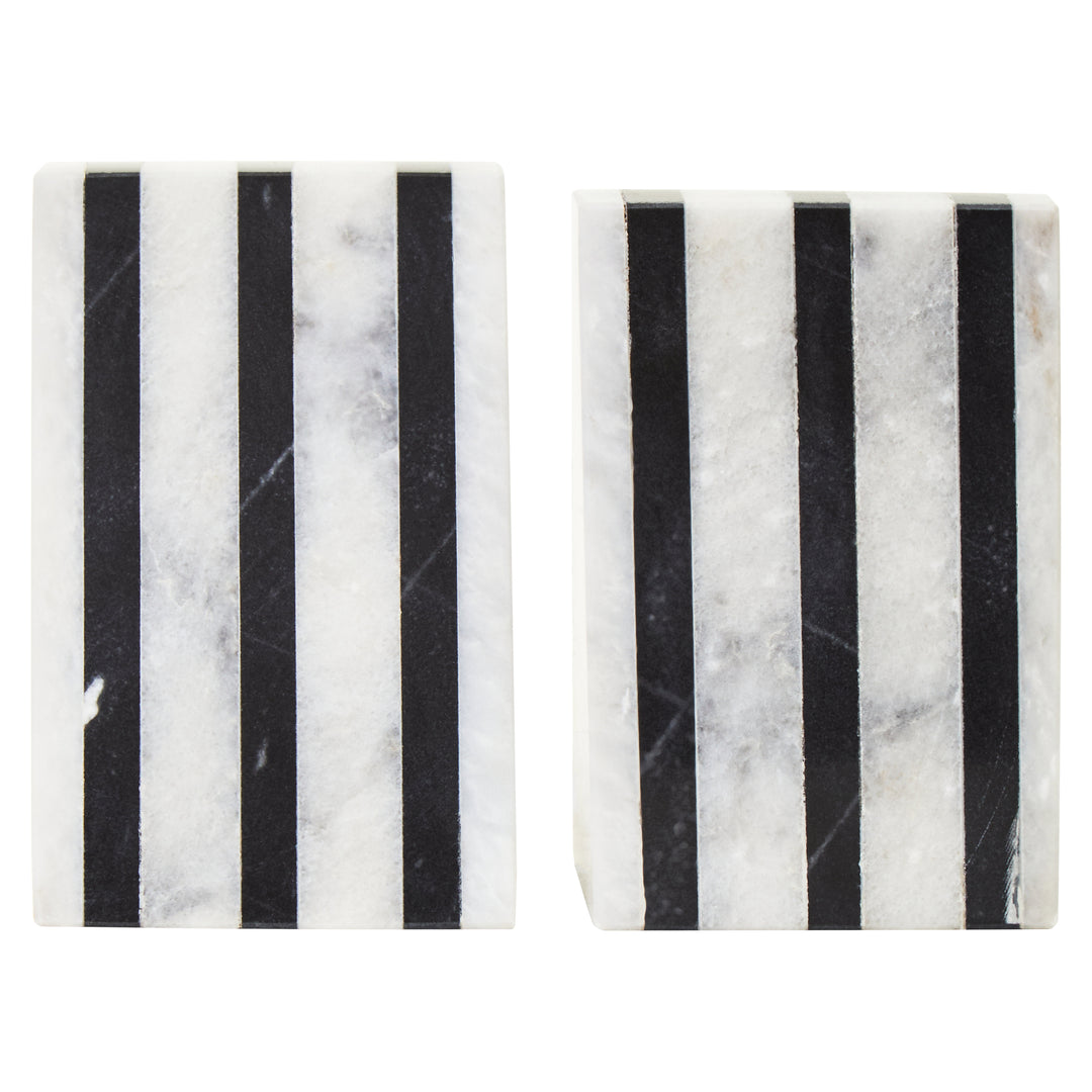 Forio Set of Two Striped Marble Bookends