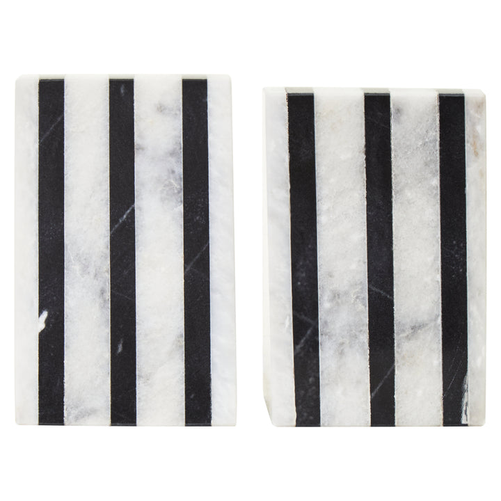 Forio Set of Two Striped Marble Bookends