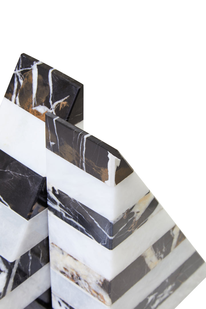 Forio Set of Two Black And White Striped Bookends