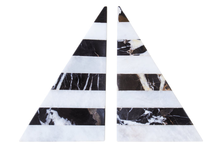 Forio Set of Two Black And White Striped Bookends