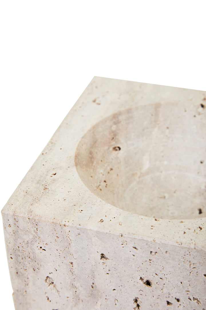 Avola Travertine Square Decorative Bowl