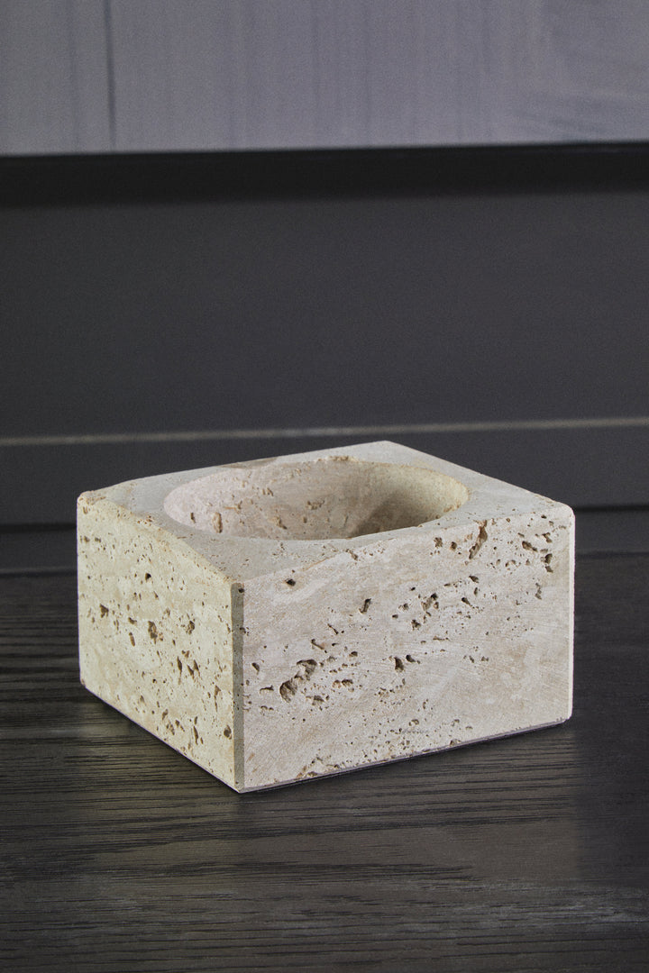 Avola Travertine Square Decorative Bowl