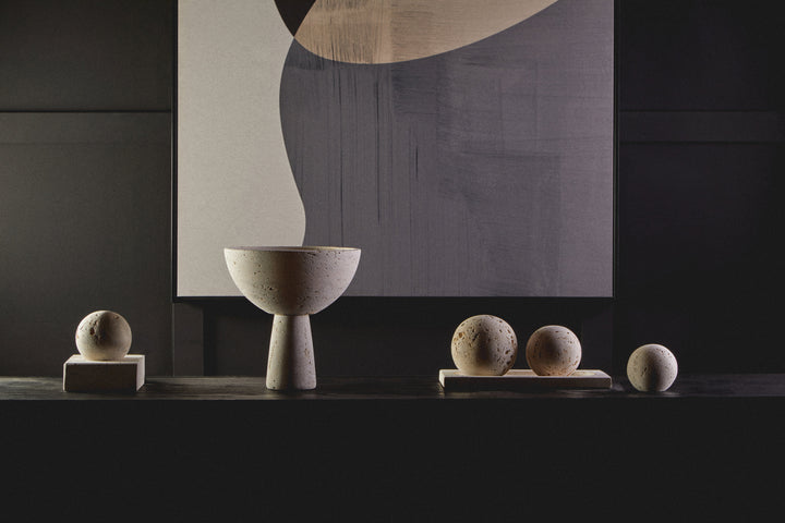 Avola Travertine Pedestal Bowl