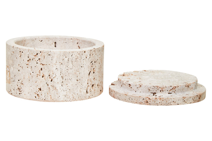 Avola Travertine Round Trinket Box