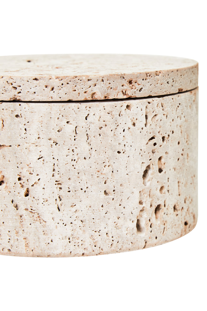 Avola Travertine Round Trinket Box