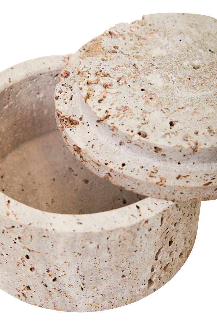 Avola Travertine Round Trinket Box